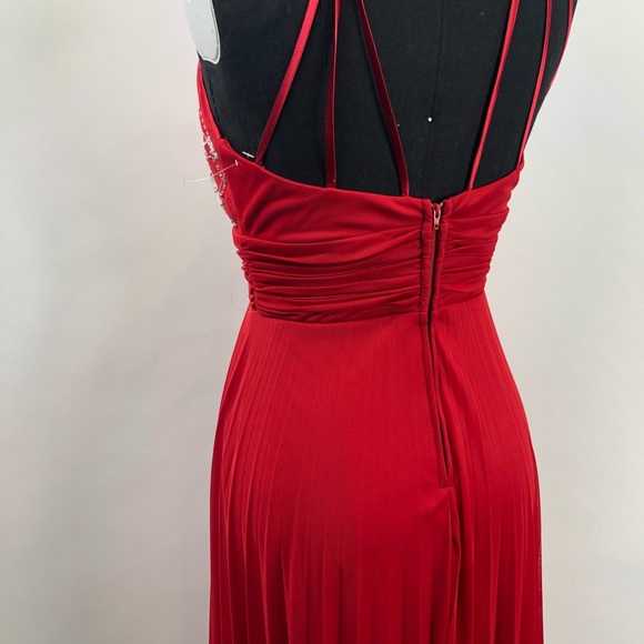 Robe Cocktail Rouge B. Darlin - Taille 3/4 Juniors - Sans Manches, Plissée - Occasion Très Bon état